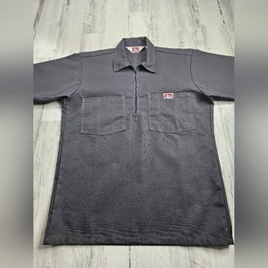 Ben Davis Half Zip Short Sleeve Vintage Gray Work Shirt Men's Size S